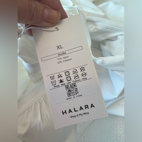 Halara Cloudful White Workout 2 in 1 Flare Dress Tear Drop Cross Back NWT - Picture 12 of 15
